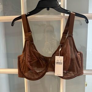42DDD HSIA Unlined Underwire Bra NWT sheer mesh Brown Adjustable Comfort
